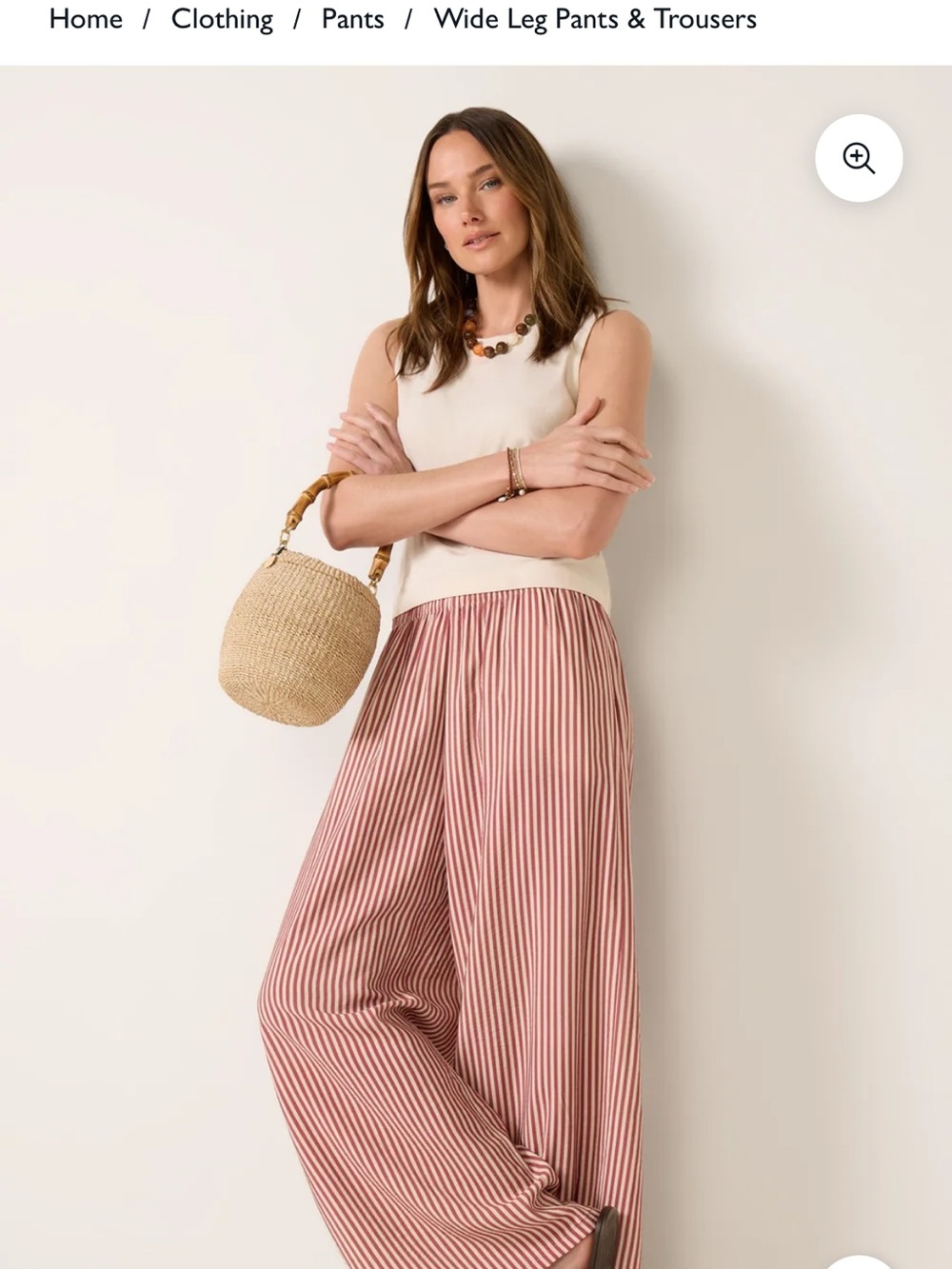 Evereve Anya Red and cream Striped Wide-Leg Palazzo Pants